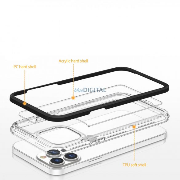 Husa transparenta 3in1 pentru husa din silicon pentru iPhone 14 cu rama neagra