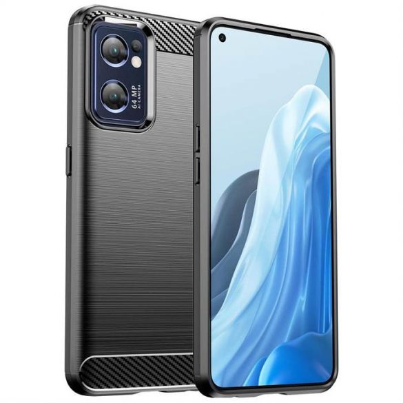 Husă de carbon pentru Realme Narzo 50 5G silicon flexibil Husă de carbon negru