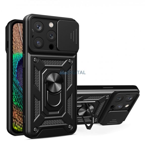 Hybrid Armor Camshield pentru iPhone 14 ProHusăblindată cu Husă pentru cameră foto negru