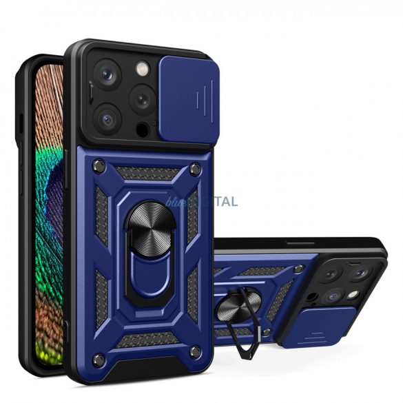 Husă Hybrid Armor Camshield pentru iPhone 14 Pro Max husă blindată cu capac pentru cameră albastră