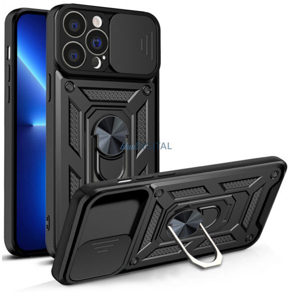 Hybrid Armor Camshield pentru iPhone 13 ProHusăblindată cu Husă pentru cameră foto negru