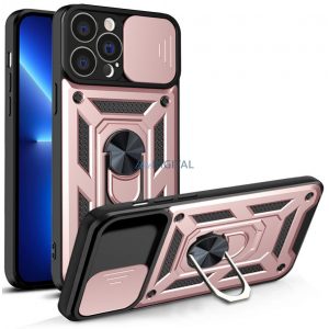 Husă Hybrid Armor Camshield pentru iPhone 13 Pro husă blindată cu husă pentru cameră roz