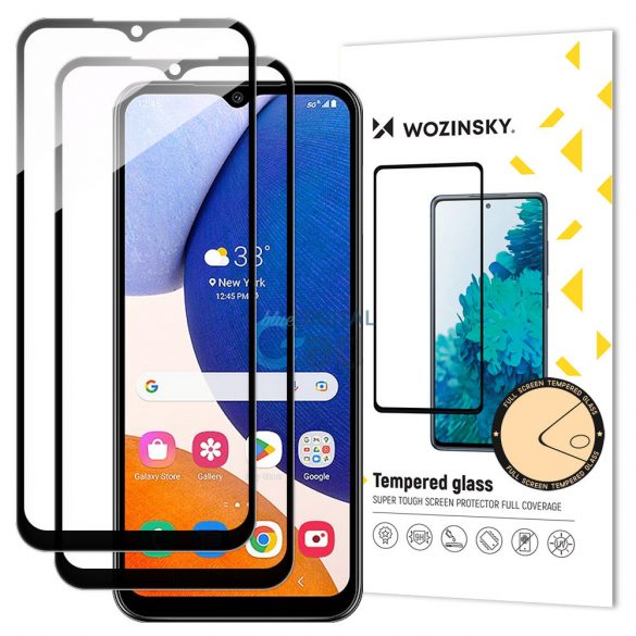 Wozinsky 2x Full Glue Folie securizată Samsung Galaxy A14 5G / A14 9H Ecran complet Folie securizată cu cadru negru