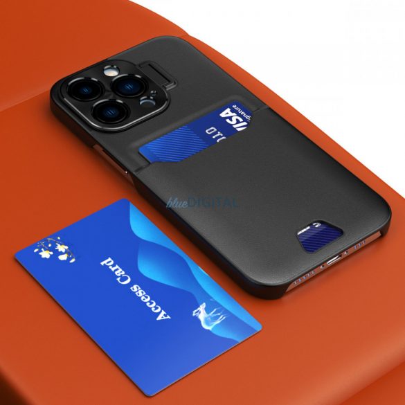 Husa cu suport din piele pentru iPhone 14 Plus husa portofel pentru card cu suport negru