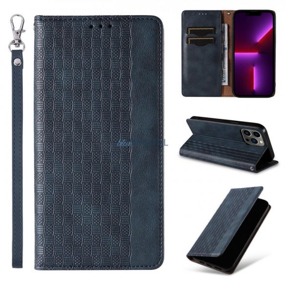 Husă cu curea magnetică pentru Samsung Galaxy S23+ Flip Wallet Mini Suport pentru șnur albastru