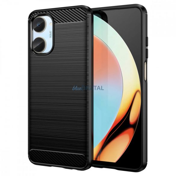 Carbon Husă husă pentru Realme 10 silicon flexibil carbon Husă negru