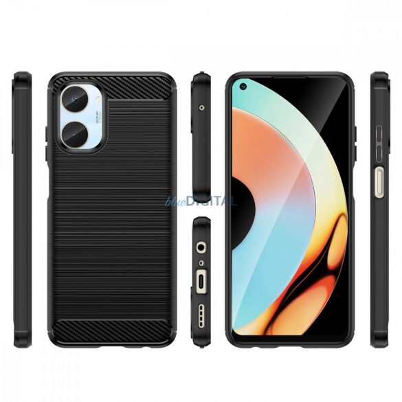 Carbon Husă husă pentru Realme 10 silicon flexibil carbon Husă negru