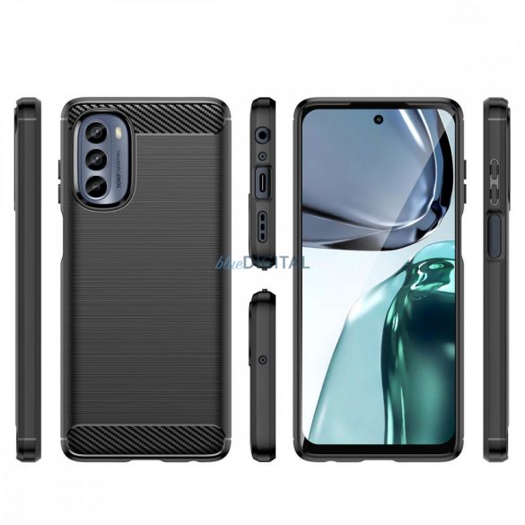 Husa Carbon pentru Motorola Moto G62 5G husa silicon flexibila carbon neagra