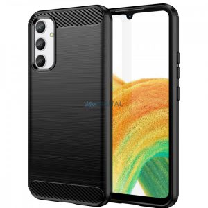 Husă de carbon pentru Samsung Galaxy A04e silicon flexibil carbon Husă negru