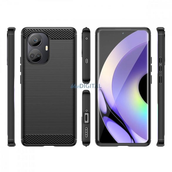 Husa Carbon Case pentru Realme 10 Pro+ husa silicon flexibila carbon neagra