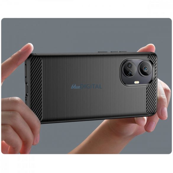 Husa Carbon Case pentru Realme 10 Pro+ husa silicon flexibila carbon neagra