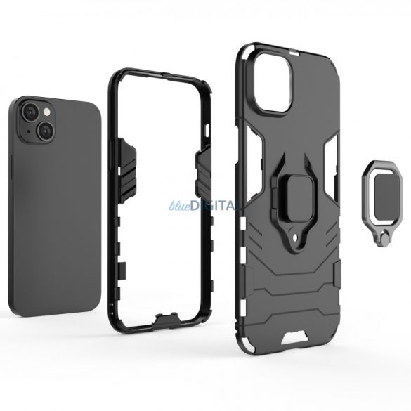 Husă Ring Armor pentru iPhone 14 Pro Max Husă blindat inel suport magnetic negru