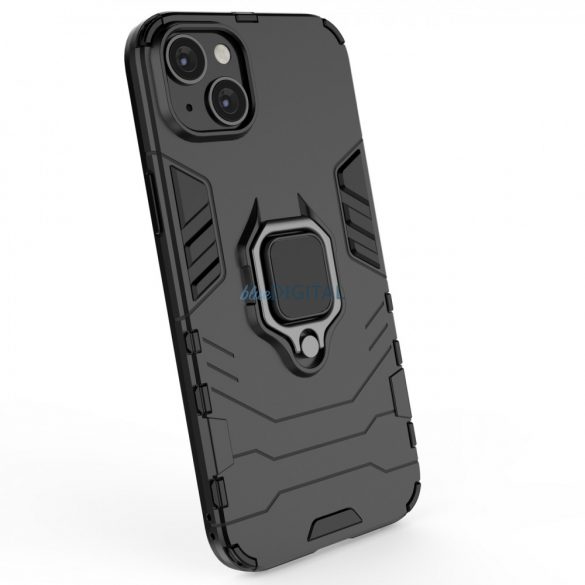 Husa Ring Armor pentru iPhone 14 husa blindata suport magnetic inel negru