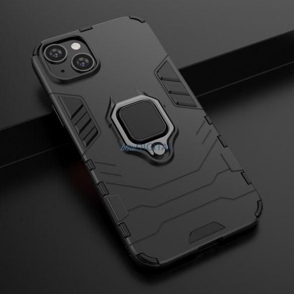 Husa Ring Armor pentru iPhone 14 husa blindata suport magnetic inel negru