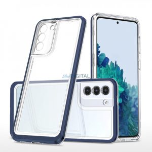 Clear 3in1 husă pentru Samsung Galaxy S23 Husă de silicon cu cadru albastru