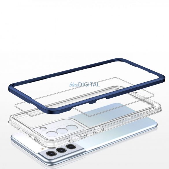 Clear 3in1 husă pentru Samsung Galaxy S23 Husă de silicon cu cadru albastru