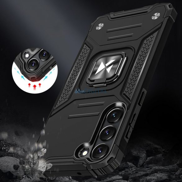 Wozinsky Ring Armor husă pentru Samsung Galaxy S23 blindate Husă inel suport magnetic negru