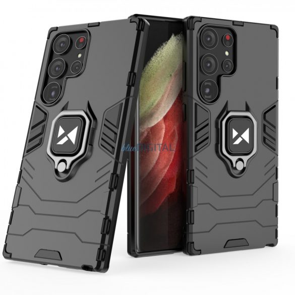 Wozinsky Ring Armor husă pentru Samsung Galaxy S23 Ultra armored Husă inel suport magnetic negru