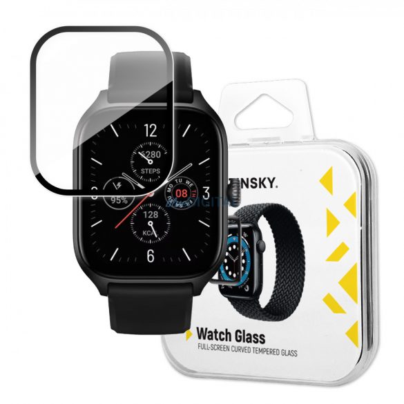 Wozinsky Full Glue Tempered sticlă Folie securizată pentru Xiaomi Amazfit GTS 4 9H Full Screen Husă cu cadru negru