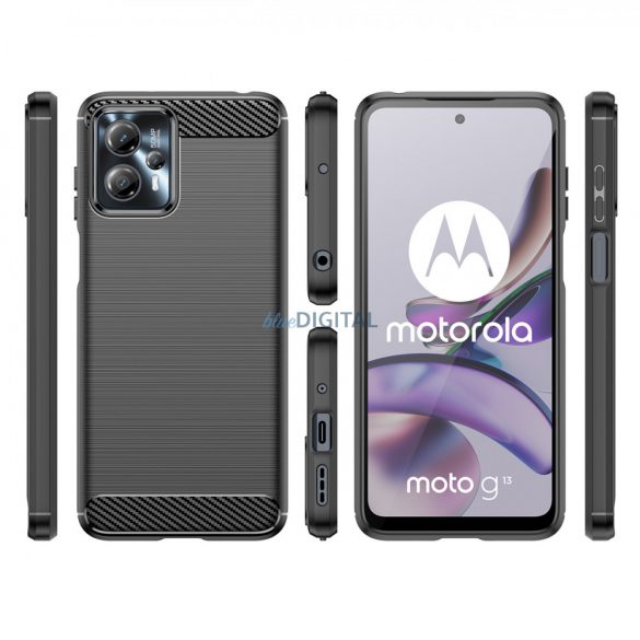 Husă de carbon pentru Motorola Moto G13 silicon flexibil Husă de carbon negru