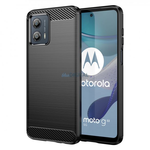 Husă de carbon pentru Motorola Moto G53 silicon flexibil Husă de carbon negru