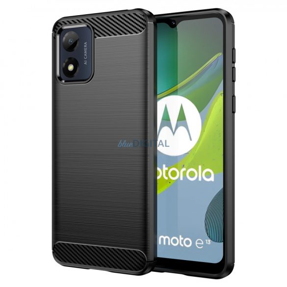 Husă de carbon pentru Motorola Moto E13 silicon flexibil Husă de carbon negru