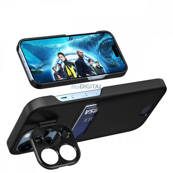 Husă din piele cu suport pentru Samsung Galaxy S23 Ultra husă portofel pentru card cu suport negru