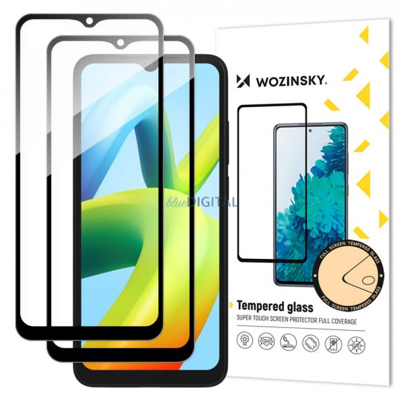 Wozinsky Full Glue Folie securizată 2x Folie securizată pentru Xiaomi Redmi A2 / Redmi A1 9H Ecran complet Husă complet cu cadru negru