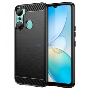 Husa Carbon Case pentru Infinix Hot 12 Pro husa silicon flexibila carbon neagra