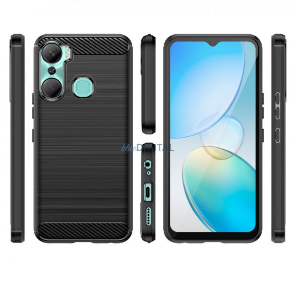 Husa Carbon Case pentru Infinix Hot 12 Pro husa silicon flexibila carbon neagra