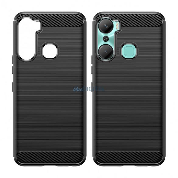 Husa Carbon Case pentru Infinix Hot 12 Pro husa silicon flexibila carbon neagra