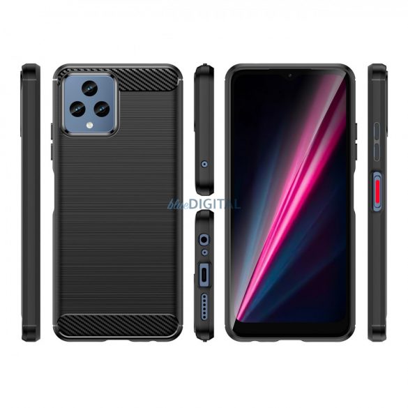 Husă carbon pentru T-Mobile Revvl 6 5G husă silicon flexibilă din carbon negru