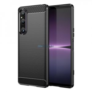 Carbon Husă de husă pentru Sony Xperia 1 V flexibil silicon carbon Husă negru