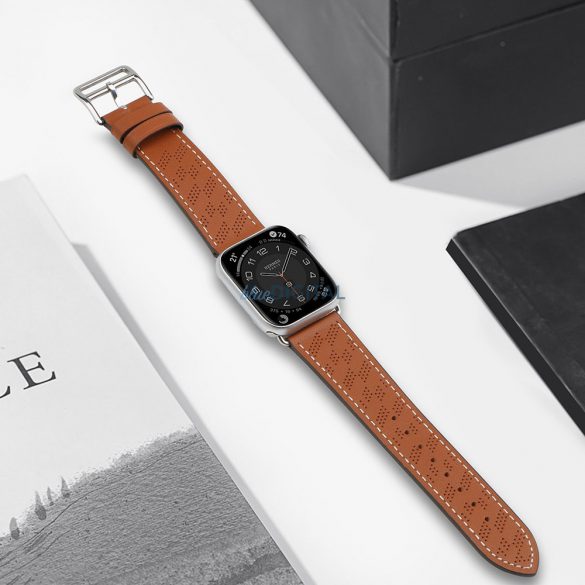 Curea Curea din piele Apple Watch SE, 9, 8, 7, 6, 5, 4, 3, 2, 1 (41, 40, 38 mm) brăţară cu bandă maro