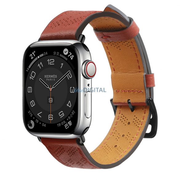 Curea Curea din piele Apple Watch SE, 9, 8, 7, 6, 5, 4, 3, 2, 1 (41, 40, 38 mm) brăţară roşie