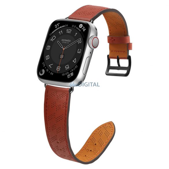 Curea Curea din piele Apple Watch SE, 9, 8, 7, 6, 5, 4, 3, 2, 1 (41, 40, 38 mm) brăţară roşie