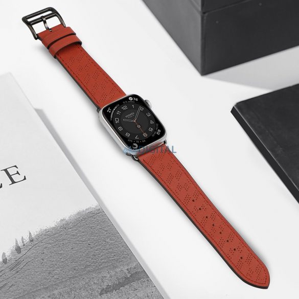 Curea Curea din piele Apple Watch SE, 9, 8, 7, 6, 5, 4, 3, 2, 1 (41, 40, 38 mm) brăţară roşie