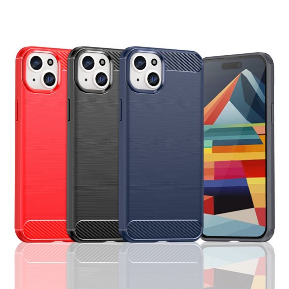 Husă flexibilă cu model carbon pentru iPhone 15 Plus Husă Carbon - neagră