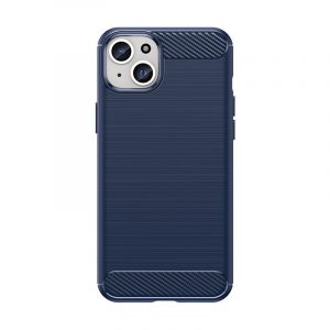 Husă flexibilă model carbon pentru iPhone 15 Plus Carbon Husă - albastră