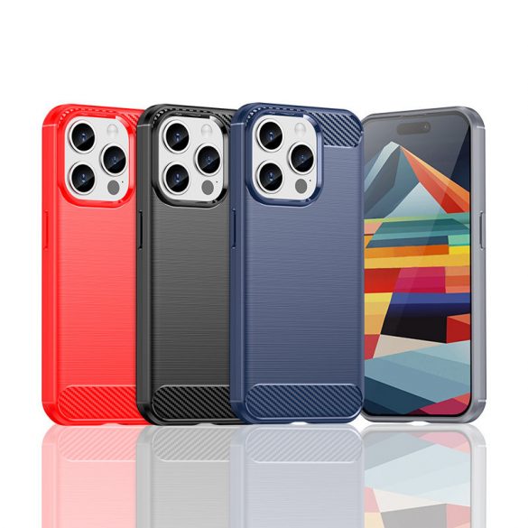 Husă flexibilă cu model Carbon pentru Husă Carbon iPhone 15 Pro - neagră