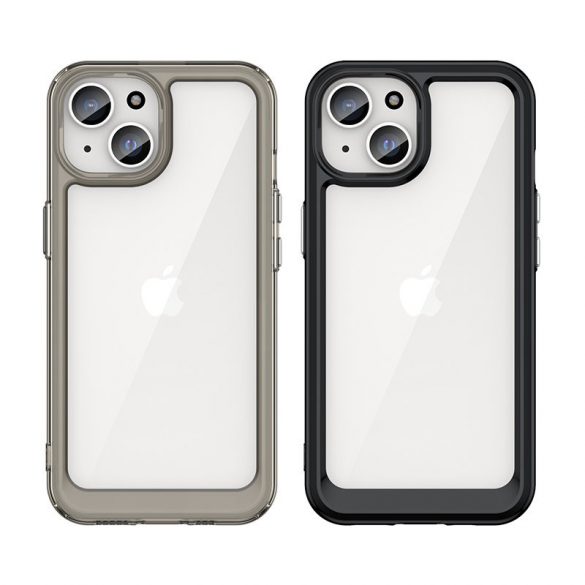 Husa ranforsata pentru iPhone 15 Plus Outer Space cu cadru flexibil - transparenta