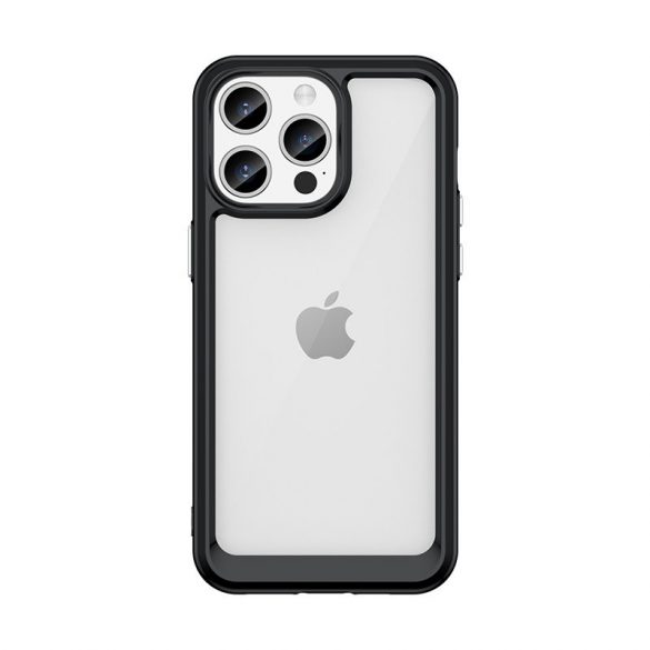 Husă întărită în spațiul exterior pentru iPhone 15 Pro cu cadru flexibil - neagră