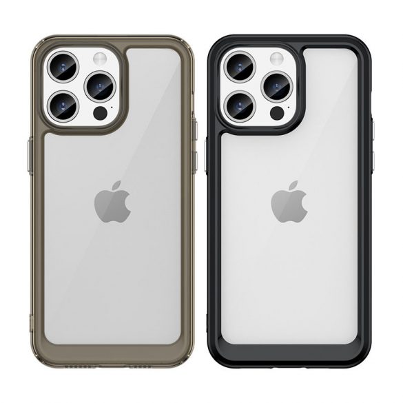 Husă întărită în spațiul exterior pentru iPhone 15 Pro cu cadru flexibil - neagră