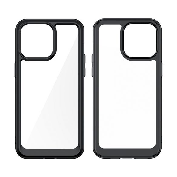 Husă ranforsată cu ramă flexibilă pentru iPhone 15 Pro Outer Space - transparent