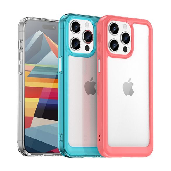 Husă ranforsată cu ramă flexibilă pentru iPhone 15 Pro Outer Space - transparent