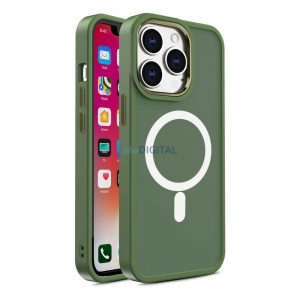 Husă magnetică de culoare mată pentru iPhone 15 - verde