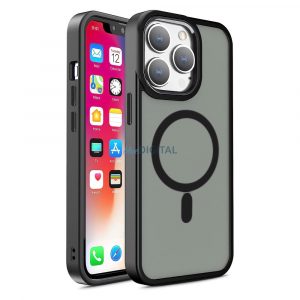 Husă magnetică de culoare mată pentru iPhone 15 Plus - neagră