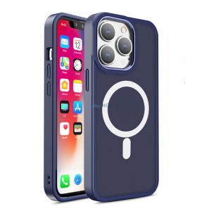 Husă Mate Magnetic Color pentru iPhone 15 Plus - bleumarin