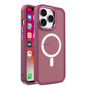 Husă magnetică de culoare mată pentru iPhone 15 Plus - Bordeaux