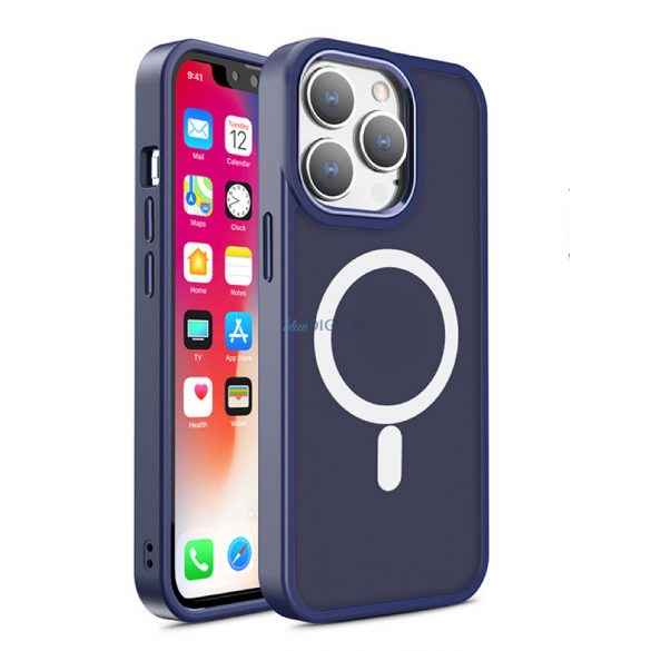 Husă magnetică de culoare mată pentru iPhone 15 Pro - bleumarin